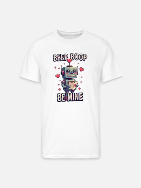 Beep Boop Be Mine Robot - Men's 50/50 T-Shirt - white