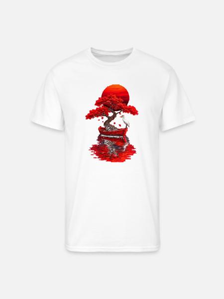 Crimson Bonsai Boat at Sunset - Men's 50/50 T-Shirt - white