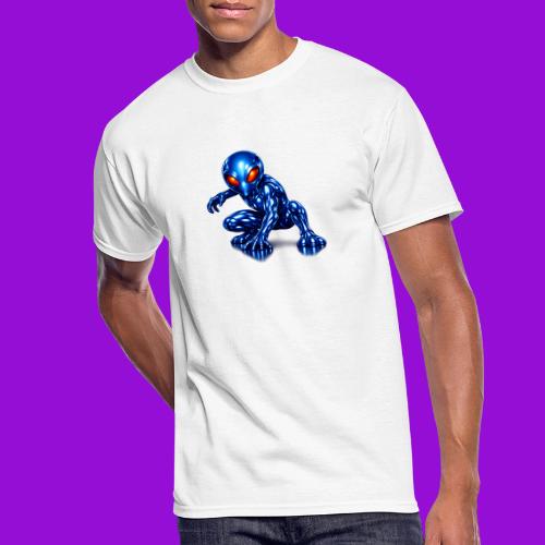 Blue Alien Crouch - Men's 50/50 T-Shirt