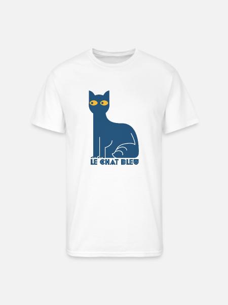 Le Chat Bleu - Blue Cat - Men's 50/50 T-Shirt - white