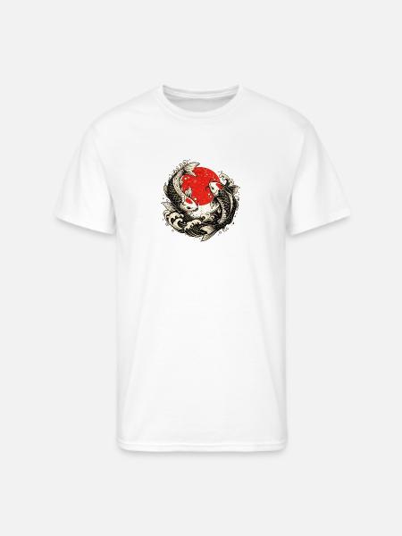 Koi Swirl Red Sun Wave - Men's 50/50 T-Shirt - white