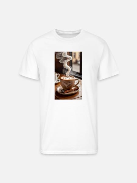 Heart Latte Steam Art - Men's 50/50 T-Shirt - white