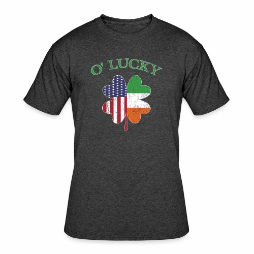Lucky Irish American Flag Shamrock Clover Ireland. - Men's 50/50 T-Shirt