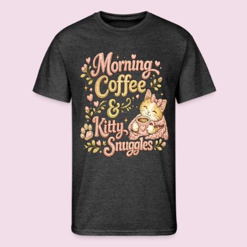 Morning Coffee & Kitty Snuggles Faux Stitched - Men's 50/50 T-Shirt