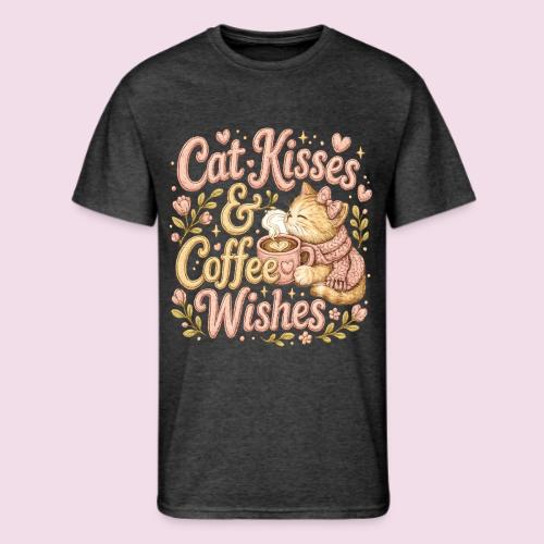 Cat Kisses & Coffee Wishes Faux Stitched - Men's 50/50 T-Shirt