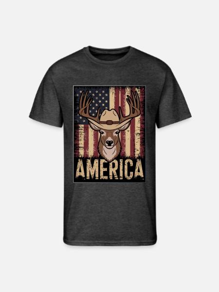 Deer Hunting American. - Men's 50/50 T-Shirt - heather black