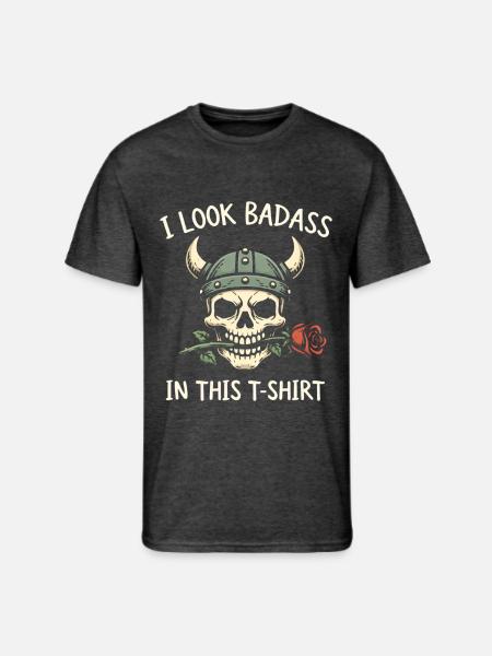 Badass Skull Viking Tee - Men's 50/50 T-Shirt - heather black