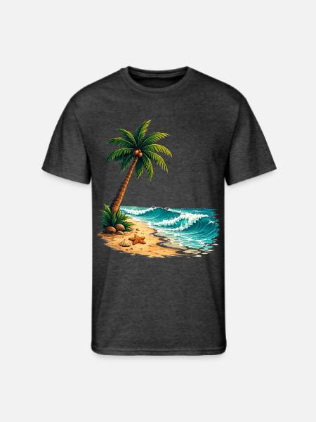 Tropical Palm Tree Beach Summer T-Shirt - Men's 50/50 T-Shirt - heather black