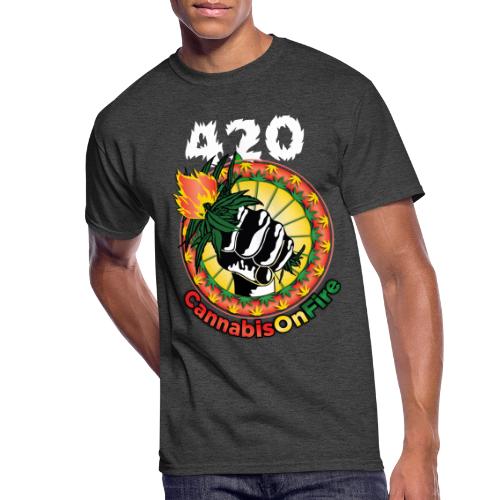 Whimsical 420 OnFire Time Weed Marijuana Design - Men's 50/50 T-Shirt