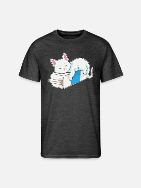 Cat With Milk - Men's 50/50 T-Shirt - heather black