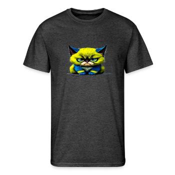 A Cute, Evil, Frustrated, and Grumpy Cat Rests On - Men's 50/50 T-Shirt - heather black - Front - Jackson (183cm)
