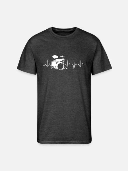 Drummer Heartbeat Ecg Pulse Drums - Men's 50/50 T-Shirt - heather black