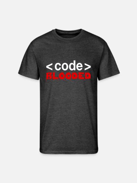 Code Blooded Funny Programming Computer - Men's 50/50 T-Shirt - heather black