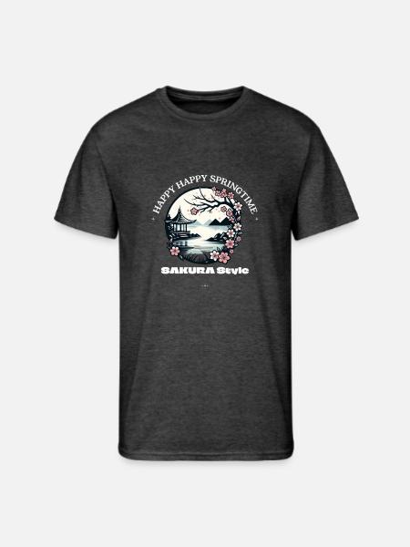 Happy Happy Springtime Sakura - Men's 50/50 T-Shirt - heather black