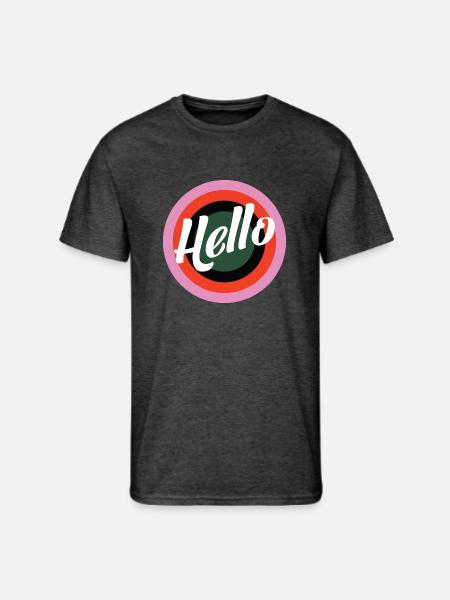 Hello Retro Print - Men's 50/50 T-Shirt - heather black