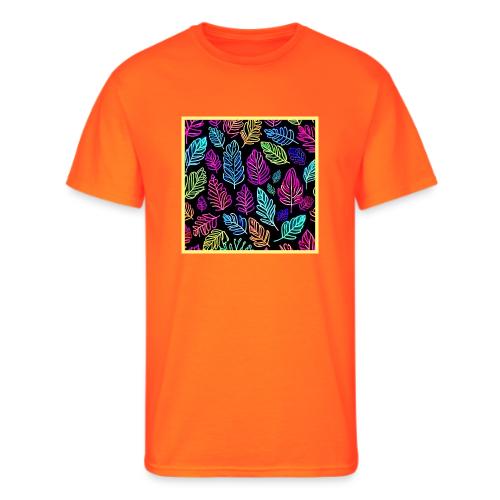 Luminous Foliage Tapestry: Neon Leaves Symphony - Men's 50/50 T-Shirt
