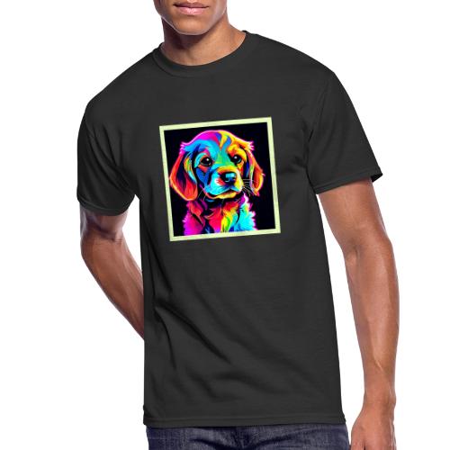 Rainbow Dog Portrait Art - Men's 50/50 T-Shirt