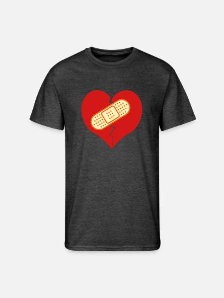 broken heart with bandaid - Men's 50/50 T-Shirt - heather black