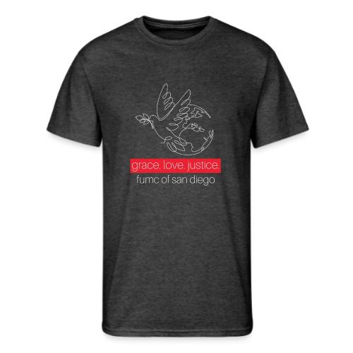 Grace. Love. Justice.- dove and earth graphic - Men's 50/50 T-Shirt
