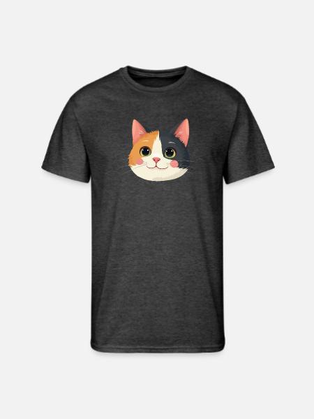 cute cat face - Men's 50/50 T-Shirt - heather black