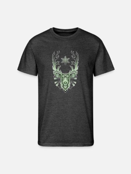 Green Geometric Reindeer - Men's 50/50 T-Shirt - heather black