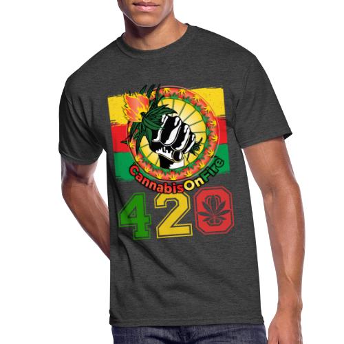 Antic 420 OnFire Herb Weed Marijuana Design - Men's 50/50 T-Shirt