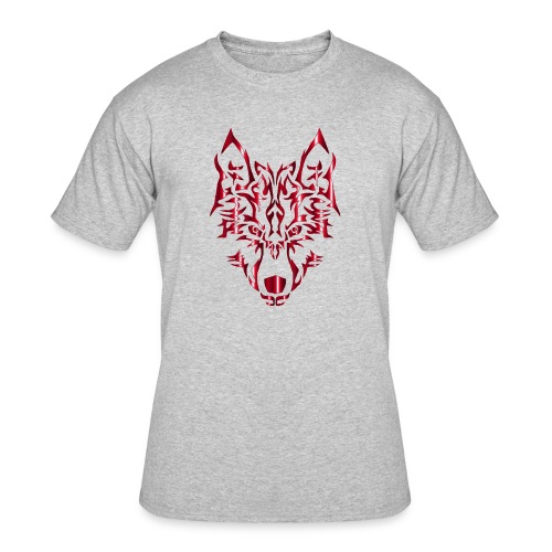 Crimson Symmetric Tribal Wolf No Background - Men's 50/50 T-Shirt