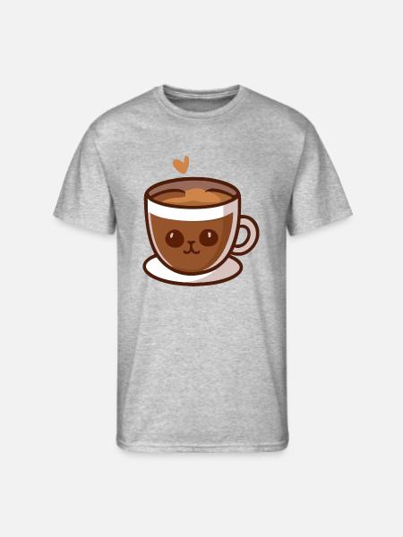 Coffee Cup Cat Face - Men's 50/50 T-Shirt - heather gray
