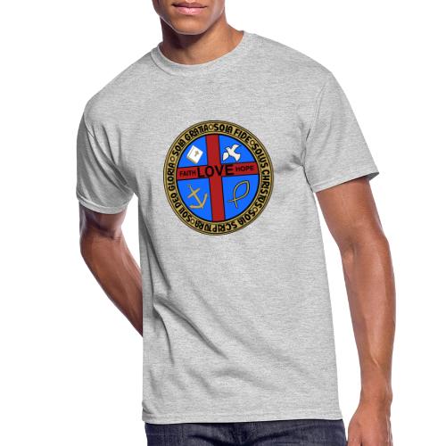 Five Solas Faith Hope Love Shirt–Christian Symbols - Men's 50/50 T-Shirt