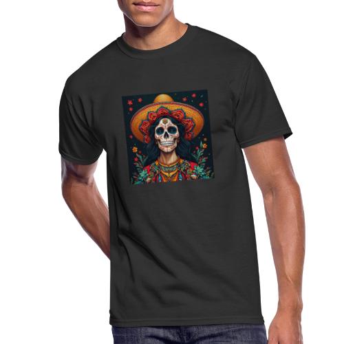 Charra Skull Art | Traditional Mexican Design - Men's 50/50 T-Shirt