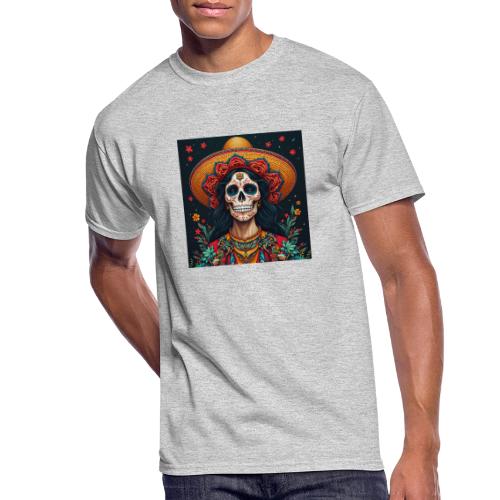 Charra Skull Art | Traditional Mexican Design - Men's 50/50 T-Shirt
