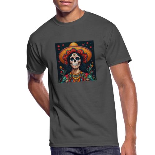 Charra Skull Art | Traditional Mexican Design - Men's 50/50 T-Shirt