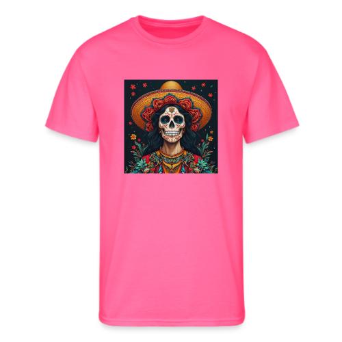 Charra Skull Art | Traditional Mexican Design - Men's 50/50 T-Shirt