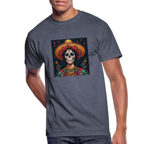 Charra Skull Art | Traditional Mexican Design - Men's 50/50 T-Shirt