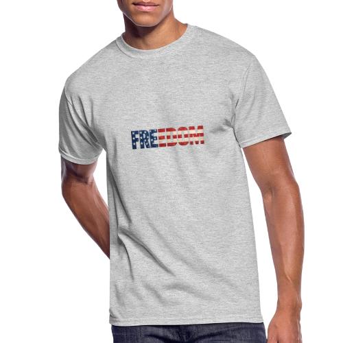 Freedom American Flag Distressed Patriotic Shirt - Men's 50/50 T-Shirt