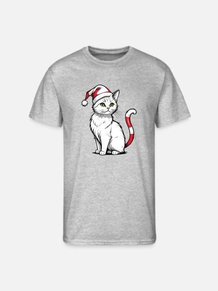 White Christmas Cat - Men's 50/50 T-Shirt - heather gray