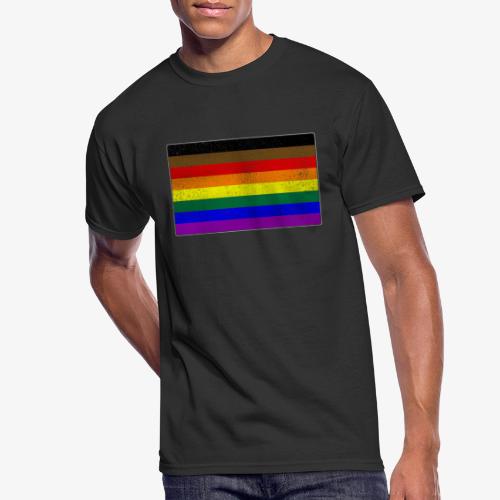 Distressed Philly LGBTQ Gay Pride Flag - Men's 50/50 T-Shirt