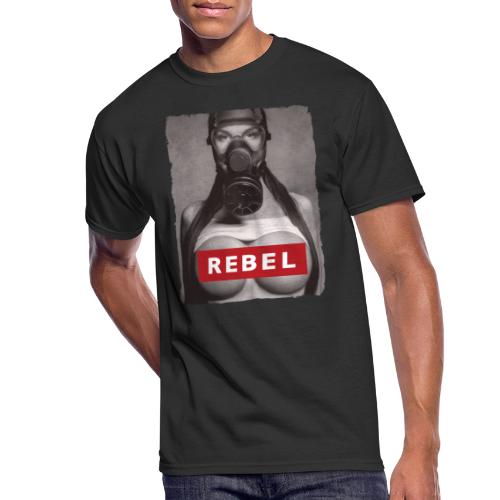 nude girl with gas mask - REBEL - Men's 50/50 T-Shirt