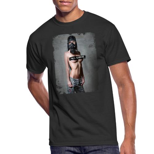 nude girl with gas mask - i will survive - Men's 50/50 T-Shirt