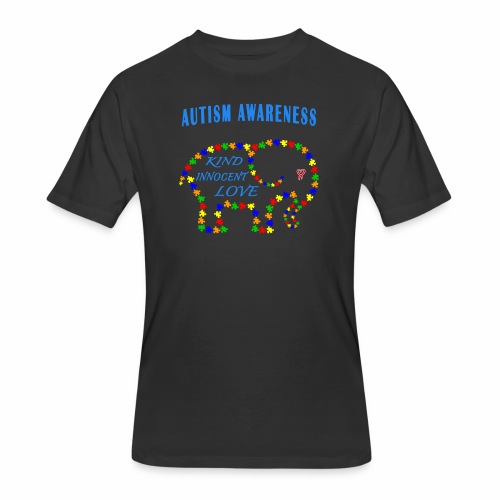 World Autism April Puzzle Heart Elephant Love Kids - Men's 50/50 T-Shirt