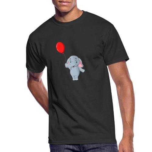 Baby Elephant Holding A Balloon - Men's 50/50 T-Shirt