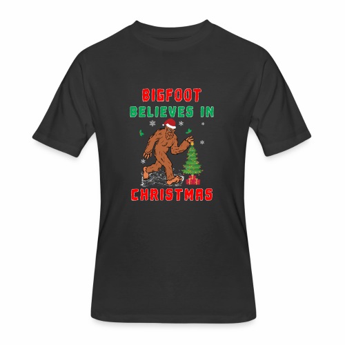 Bigfoot Believes in Christmas funny Squatchy Beast - Men's 50/50 T-Shirt