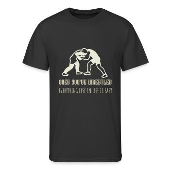 Once You've Wrestled Life Is Easy - Men's 50/50 T-Shirt - black - Front - Jackson (183cm)