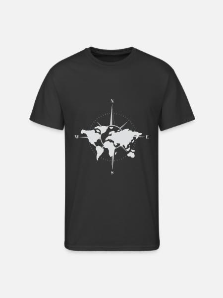 World map and compass - Men's 50/50 T-Shirt - black