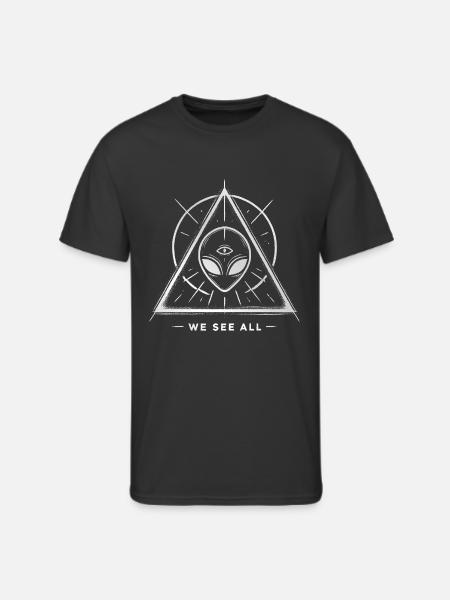 Alien Symbol We See All Cosmic Mystery Tee - Men's 50/50 T-Shirt - black