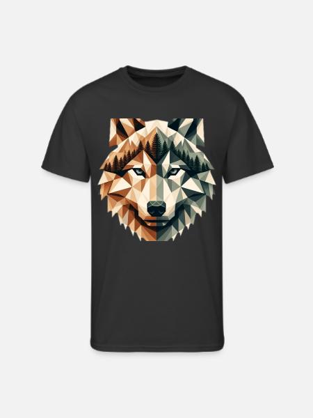 Geometric Wolf Over Peaks - Men's 50/50 T-Shirt - black