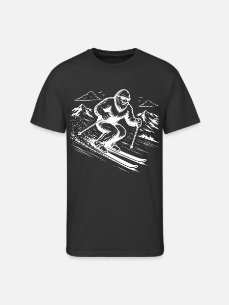 Bigfoot Sasquatch Skier in the Mountains - Men's 50/50 T-Shirt - black