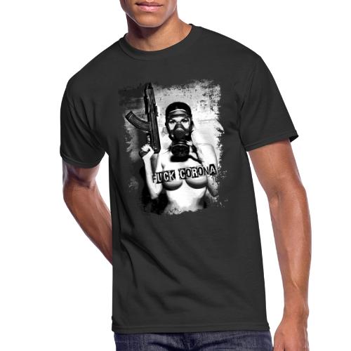 masked girl with AK - FUCK CORONA 4 dark clothes - Men's 50/50 T-Shirt