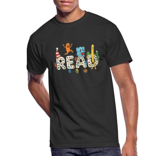 Whimsical READ Kids Cartoon - Men's 50/50 T-Shirt