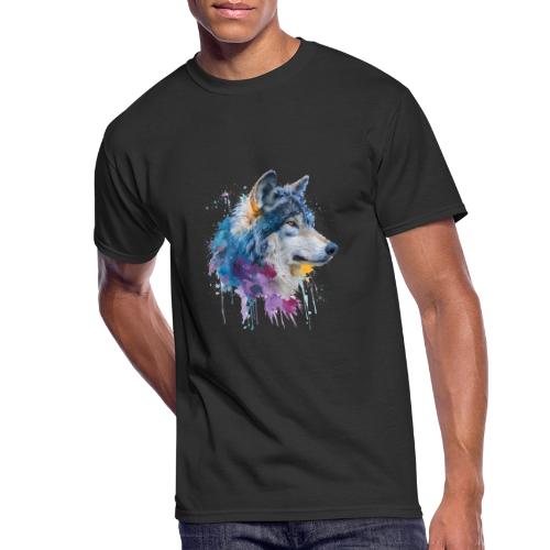 Splash-Art Wolf Head - Men's 50/50 T-Shirt